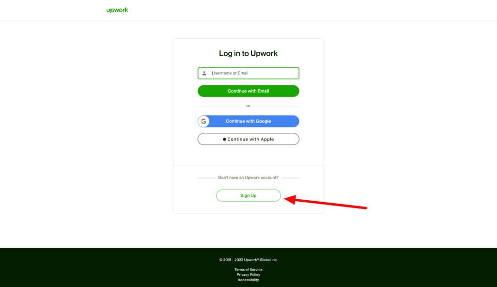 Upwork Sign Up Page