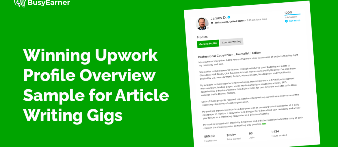 Winning Upwork Profile Overview Sample for Article Writing Gigs